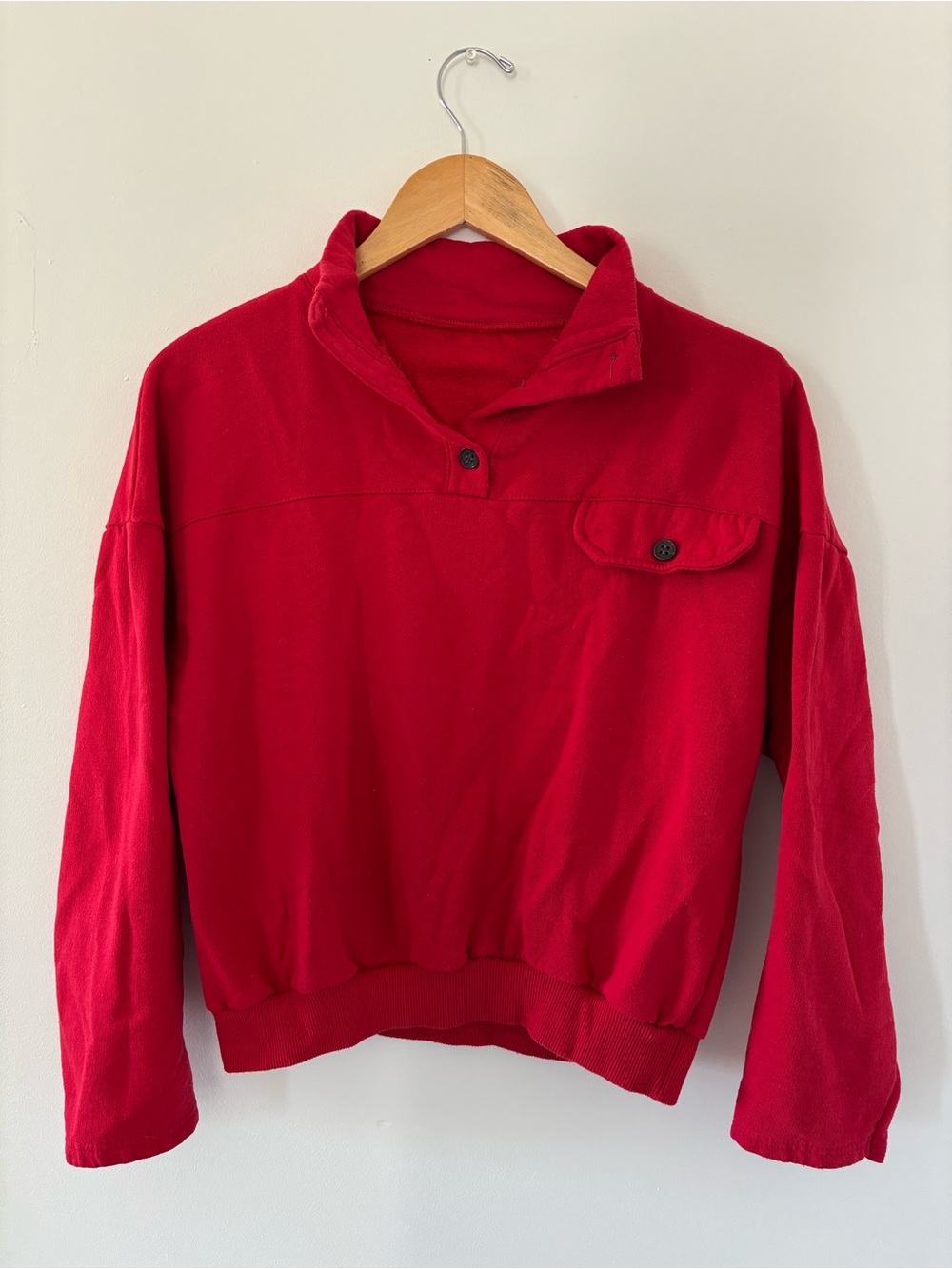 Red Quarter Button Up Sweatshirt